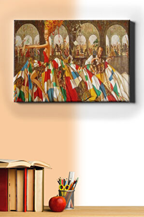 Sayılarla Boyama Seti Kasnaklı Ortadaki Renkli Elbiseli Kadın 60 X 75 Cm