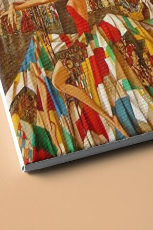 Sayılarla Boyama Seti Kasnaklı Ortadaki Renkli Elbiseli Kadın 60 X 75 Cm