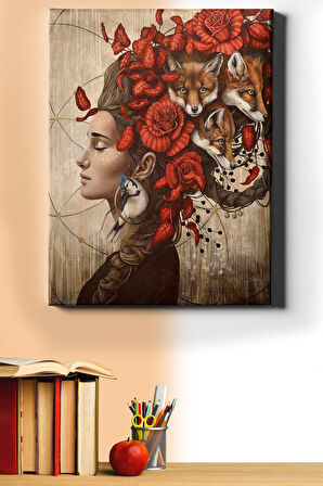 Sayılarla Boyama Seti Kasnaklı Tabiat Saçli Kadın 2 60 X 75 Cm