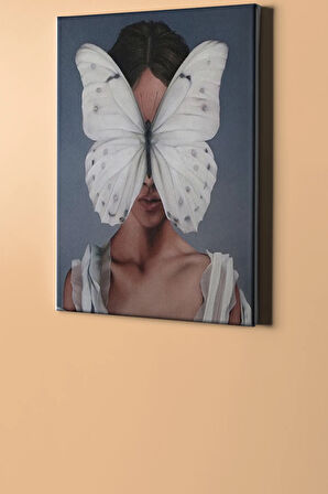 Sayılarla Boyama Seti Kasnaklı Beyaz Kelebek Ve Kadın 50 X 65 Cm