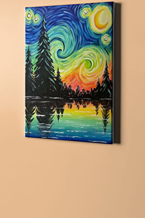 Sayılarla Boyama Seti Kasnaklı Renkli Geceler 60 X 75 Cm