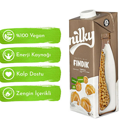 Nilky Fındık Sütü Glütensiz Bitkisel Bazlı Laktosuz Vegan 2x1 lt