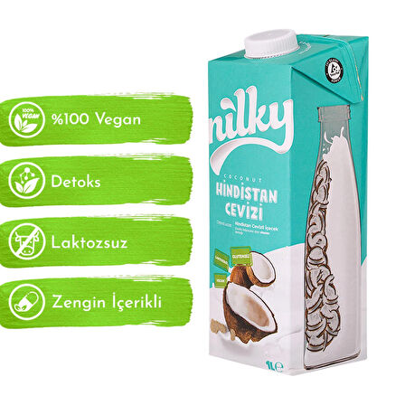 Nilky Hindistan Cevizi Sütü Glütensiz Bitkisel Bazlı Laktosuz Vegan12x1 lt
