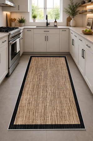 Norella Home Bej Halı 100x150 cm Jüt Dokuma Kaymaz Taban Yıkanabilir Dekoratif