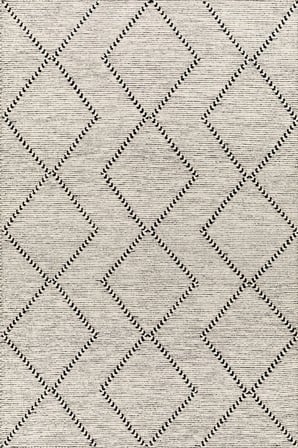 Norella Home İskandinav Geometrik Desenli Halı 140x200 cm Krem Siyah Dijital Baskı Kaymaz Tabanlı Yıkanabilir