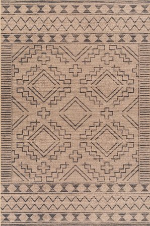 Norella Home Etnik Desenli Halı Naturel Bej Kaymaz Tabanlı 100x300 cm Yıkanabilir Dijital Baskı Salon Mutfak Koridor Halısı