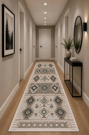 Norella Home Etnik Desenli Halı, Çok Renkli, 200x300 cm, Kaymaz Taban, Yıkanabilir