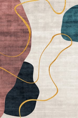 NORELLA HOME Halısı Modern Soyut Desenli Bej Antrasit Polyester 200x300 cm Makinede Yıkanabilir Kaymaz Tabanlı
