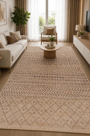 Norella Home Bohem Etnik Desenli Halı Çok Renkli 100x200 cm Kaymaz Tabanlı Yıkanabilir Dijital Baskı