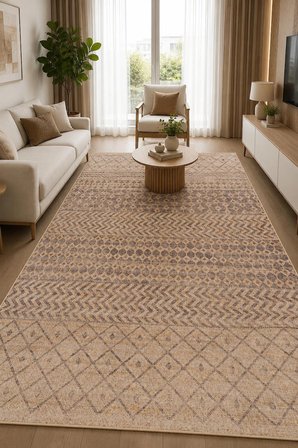 Norella Home Halısı Bohem Etnik Çok Renkli Dijital Baskı Kaymaz Taban 200x300 cm