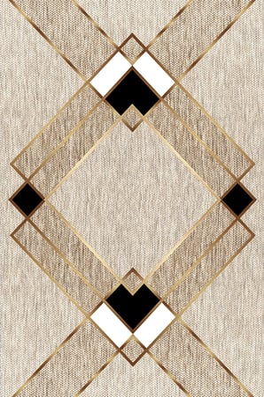 Norella Home Dekoratif Halı 100x300 cm Geometrik Desenli Bej Gold Kaymaz Taban Polyester Makinede Yıkanabilir