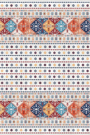Norella Home Renkli Etnik Desenli Halı 120 x 180 cm Kaymaz Taban Makinede Yıkanabilir