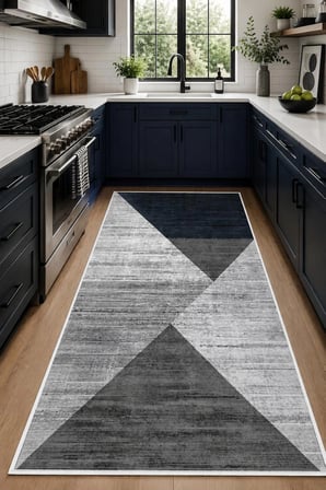 NORELLA HOME Modern Geometrik Desenli Halı 200x300 cm Polyester Kaymaz Taban Makinede Yıkanabilir