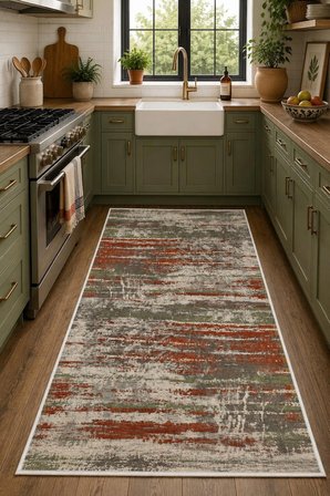 Norella Home Modern Soyut Desenli Halı 200x300 cm Renkli Kaymaz Tabanlı Yıkanabilir