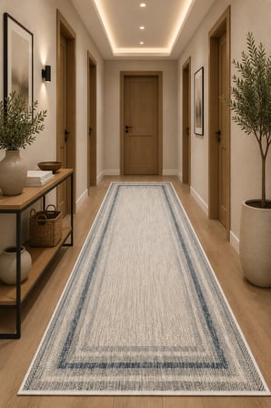 Norella Home Halı Çerçeve Desenli Kaymaz Tabanlı Yıkanabilir Halı 100x300 cm