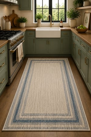 Norella Home Halı Çerçeve Desenli Kaymaz Tabanlı Yıkanabilir Halı 100x300 cm
