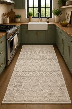 Norella Home Halı 120 x 180 cm Krem Bej Etnik Bohem Dekoratif Halı Dijital Baskı Yıkanabilir Kaymaz Tabanlı Polyester İplik