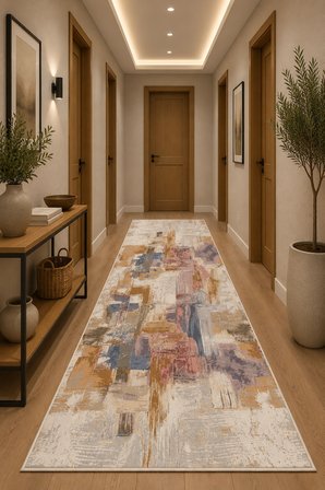 Norella Home Modern Soyut Desenli Halı 200x300 cm Çok Renkli Kaymaz Taban Yıkanabilir