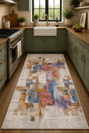 Norella Home Modern Soyut Desenli Halı 200x300 cm Çok Renkli Kaymaz Taban Yıkanabilir
