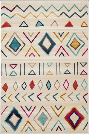 Norella Home Halı Etnik Desenli Çok Renkli 100 x 300 cm Polyester Kaymaz Tabanlı Yıkanabilir Dijital Baskı Halı