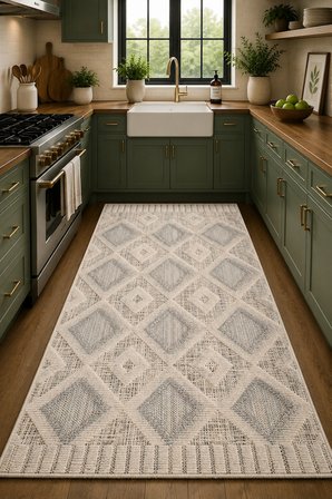Norella Home Bohem Geometrik Desenli Kaymaz Taban Halı 60x90 cm Etnik Yıkanabilir Dekoratif Halı