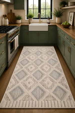 Norella Home Bohem Geometrik Desenli Halı Krem Gri Bej Etnik 160 x 230 cm Makinede Yıkanabilir Kaymaz Tabanlı