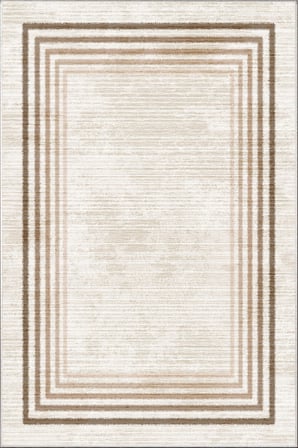 Norella Home Modern Çerçeveli Halı Krem-Bej 60x90 cm Dijital Baskı Makinede Yıkanabilir
