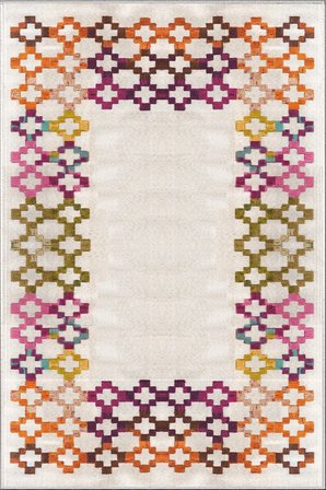Norella Home Halı Renkli Etnik Desenli 60 x 90 cm Kaymaz Tabanlı Salon Halısı Yıkanabilir Dekoratif Halı