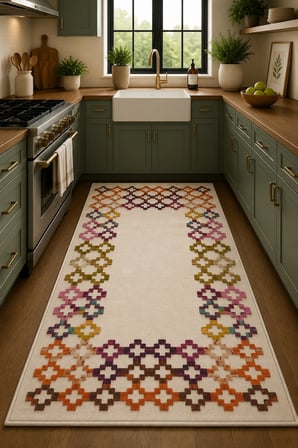 Norella Home Etnik Desenli Halı Çok Renkli Kaymaz Taban Yıkanabilir Polyester 120 x 180 cm