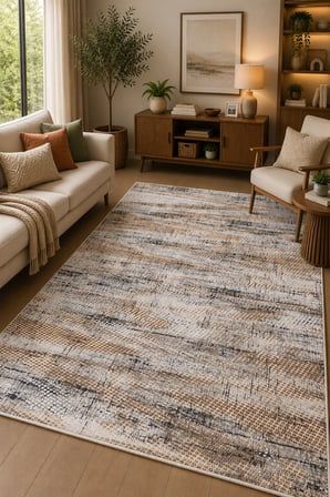 Norella Home Modern Soyut Desenli Halı Yıkanabilir Kaymaz Taban Polyester 120 x 200 cm