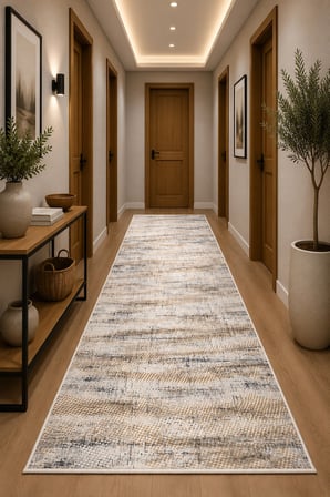 Norella Home Modern Soyut Desenli Halı Yıkanabilir Kaymaz Taban Polyester 120 x 200 cm