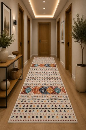 Norella Home Etnik Kilim Desenli Halı Çok Renkli 60 x 90 cm Yıkanabilir