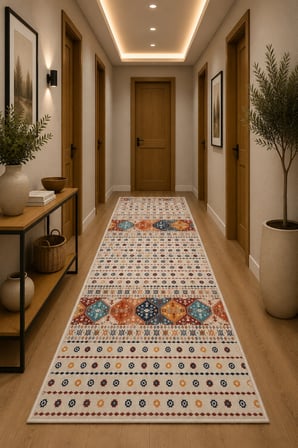 Norella Home Etnik Kilim Desenli Halı Kaymaz Taban Yıkanabilir 120 x 180 cm Çok Renkli Polyester