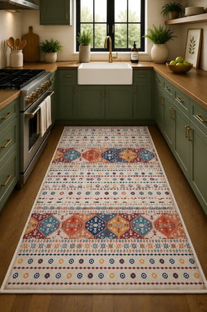 Norella Home Etnik Kilim Desenli Halı Kaymaz Taban Yıkanabilir 120 x 180 cm Çok Renkli Polyester