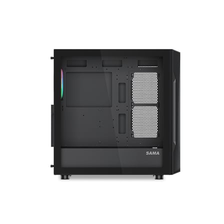 BuradaBulabilirsin SAMA S40BK Black, H700BK 700W, 80 PLUS, Tempered Glass Panel, Mesh Ön Panel, Type-C, 4x120mm ARGB Fan, ATX, GAMING KASA NL