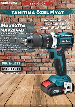 MAX EXTRA MXP 2944D 18W AKÜLÜ DARBELİ MATKAP