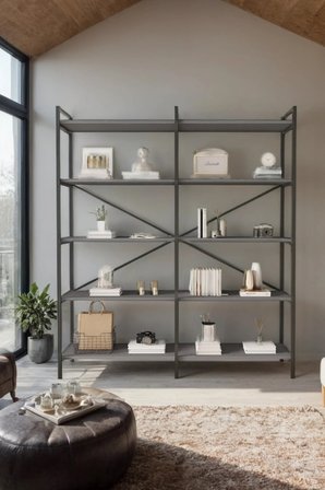 Nilamu Antrasit 150 Cm Kitaplık, Organizer, Ofis, Ev, 5 Raflı Kitaplık 150*170*34 Cm