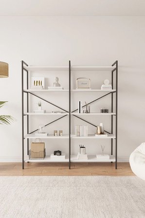 Nilamu Beyaz 150 Cm Kitaplık / Organizer / Ofis / Ev / 5 Raflı Kitaplık/ 150*170*34