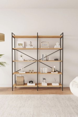 Nilamu Çam 150 Cm Kitaplık, Organizer, Ofis, Ev, 5 Raflı Kitaplık 150*170*34 Cm