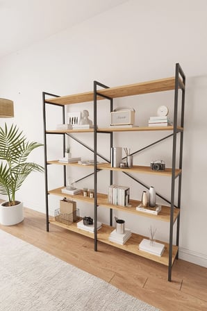 Nilamu Çam 150 Cm Kitaplık, Organizer, Ofis, Ev, 5 Raflı Kitaplık 150*170*34 Cm