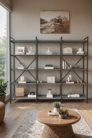 Nilamu Antrasit 200 Cm Kitaplık | Metal Gövde, Açık Raflı Organizer Ve Düzenleyici