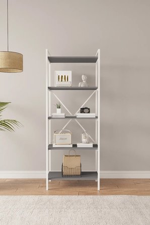 Nilamu Antrasit 65 Cm Kitaplık , Metal Aksamlı, Organizer, Ofis, Ev