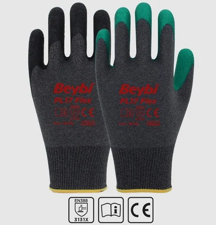 Beybi Pl17 Flex Likralı İpten Örme Lateks Eldiven No:9