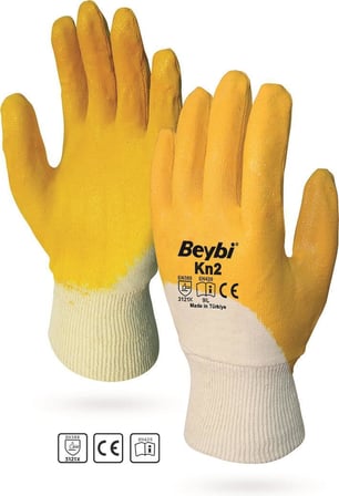 Beybi Kn2 No:9 Sarı Nitril Pamuk Eldiven