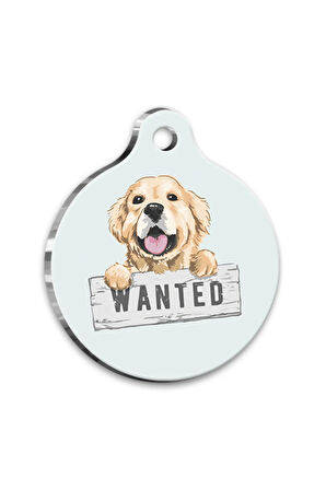 İllüstrasyon Golden Retriever 3 Yuvarlak Köpek Künyesi Small 2,5 cm