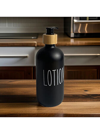 Porselen 2'li Sabunluk + Losyonluk Seti 500Ml Bambu Detaylı