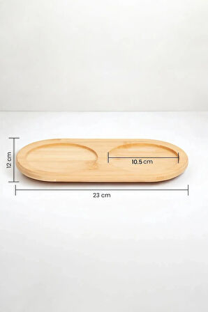 Bambu 2 Bölmeli Oval Altlık, Yağdanlık Standı, Sosluk Standı, Sabunluk Standı