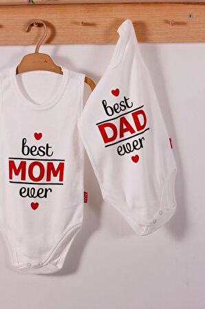 Best Mom Ve Dad Desenli Askılı Unisex Body