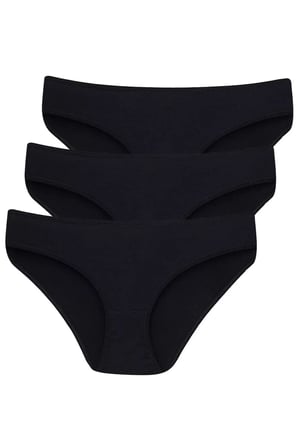 Delux Serisi Kız Çocuk Külot Siyah 3'lü Paket %100 Pamuklu Çocuklar İçin Slip Model Sade Tarz