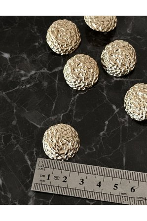 Örgü geçiş detaylı metal gold kaban boy düğme 6 Adet